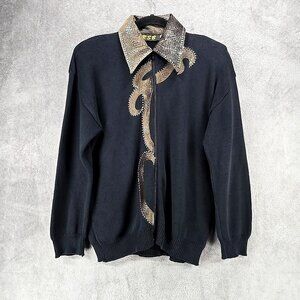 RSB Black With Snakeskin Accents Full Zip Sweater Women's Size S